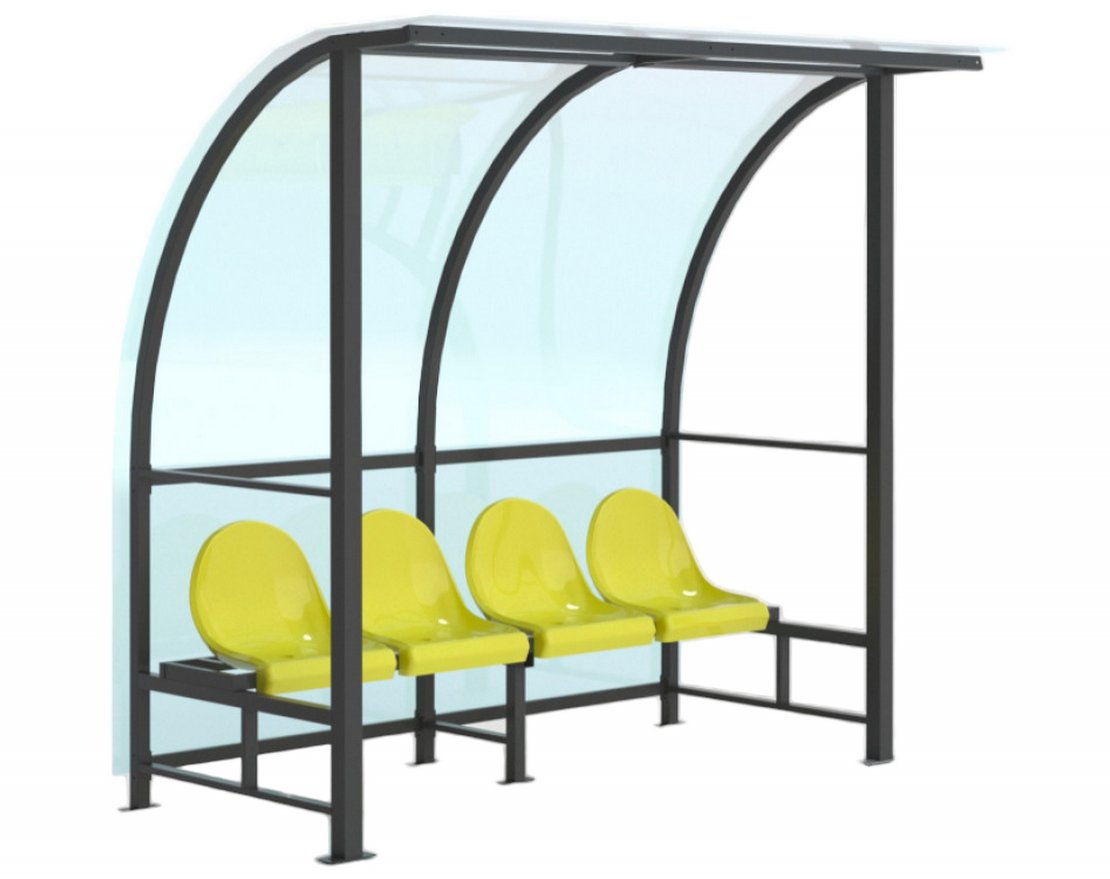 Скамейка для запасных игроков на 4 мест (с навесом из поликарбоната) - вид 4