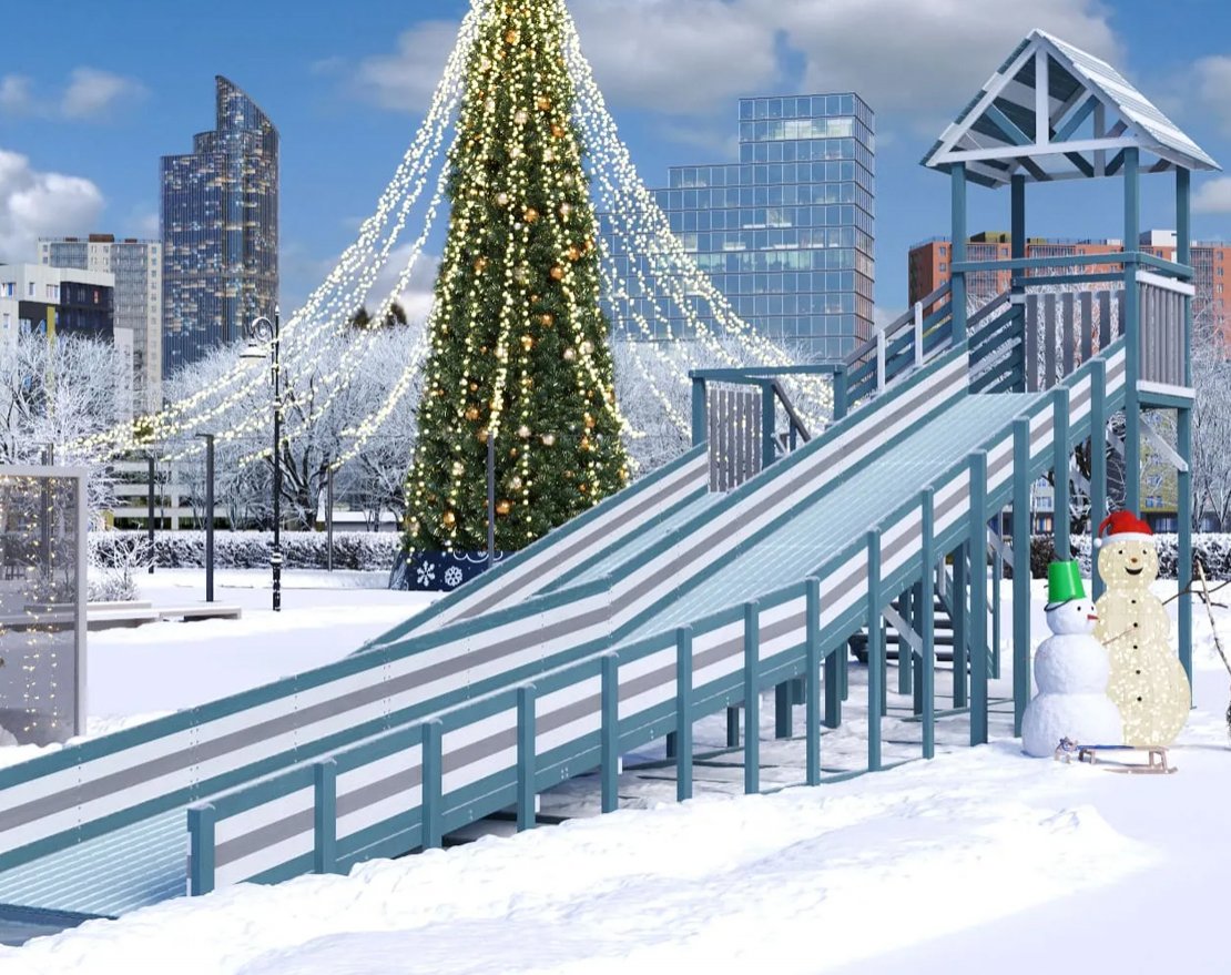 Зимняя горка TORUDA Север - 9/2 (скаты 11,85 м и 6,21 м, цвет - серый индиго) - вид 2